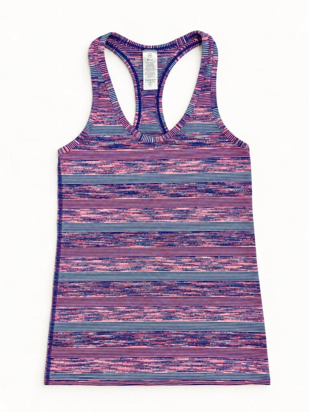 Ivivva by Lululemon Girls Racerback Tank Sz 10 Pink Blue Space Dye Stripe